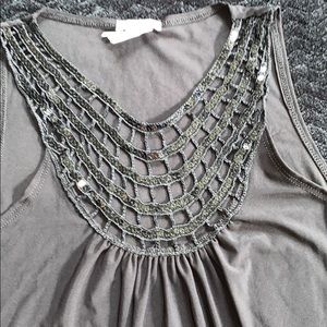 🖤Like New Black jersey tank with sequins 🖤